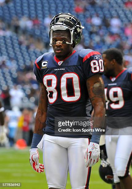 Houston Texans wide receiver Andre Johnson during the game between the Tennessee Titans and the Houston Texans at Reliant Stadium in Houston, Texas....