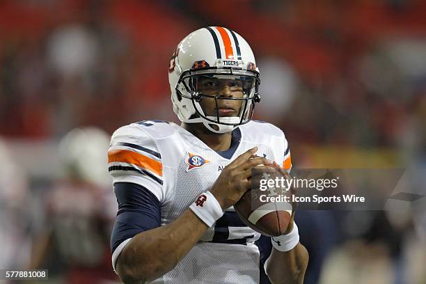 Auburn Tigers quarterback Cameron Newton in the Auburn Tigers 56-17 victory over the South Carolina Gamecocks in the SEC Championship at the Georgia...