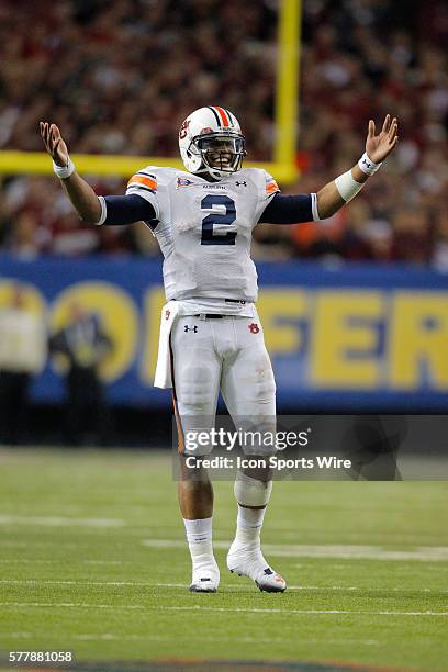 Auburn Tigers quarterback Cameron Newton in the Auburn Tigers 56-17 victory over the South Carolina Gamecocks in the SEC Championship at the Georgia...