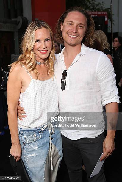 Maria Bello and Elijah Allan-Blitz attend the Premiere Of New Line Cinema's "Lights Out" at TCL Chinese Theatre on July 19, 2016 in Hollywood,...