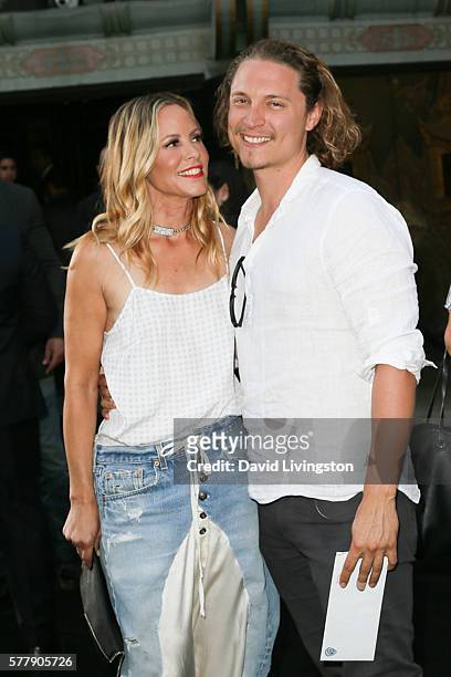 Maria Bello and Elijah Allan-Blitz arrive at the premiere of New Line Cinema's "Lights Out" at the TCL Chinese Theatre on July 19, 2016 in Hollywood,...