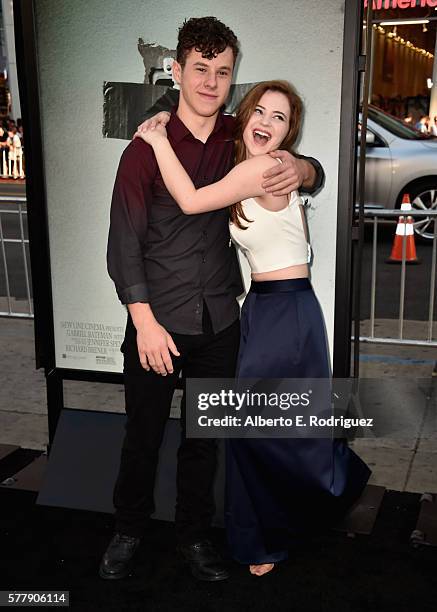 Actors Nolan Gould and Sierra McCormick attend the premiere of New Line Cinema's "Lights Out" at the TCL Chinese Theatre on July 19, 2016 in...