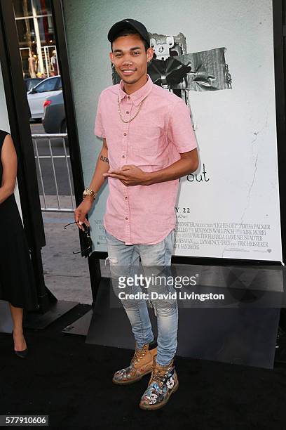 Singer Roshon Fegan arrives at the premiere of New Line Cinema's "Lights Out" at the TCL Chinese Theatre on July 19, 2016 in Hollywood, California.