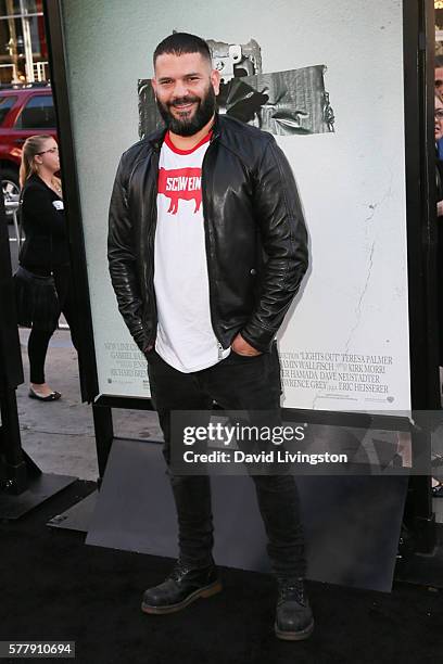 Actor Guillermo Diaz arrives at the premiere of New Line Cinema's "Lights Out" at the TCL Chinese Theatre on July 19, 2016 in Hollywood, California.