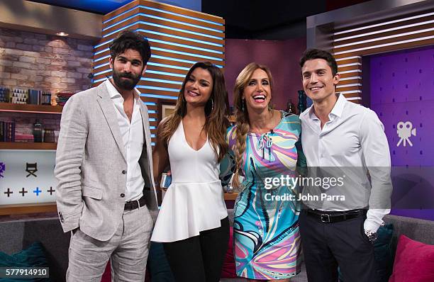 Ruben Cortada , Clarissa Molina ,Lily Estefan and Alex Gonzalez on the set of Univision's "El Gordo y la Flaca" to promote El Principe at Univision...