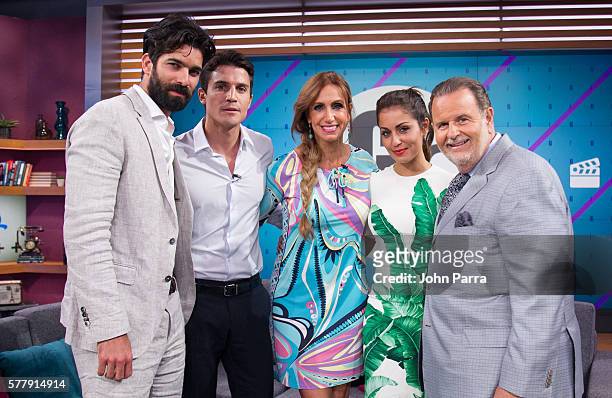 Ruben Cortada , Hiba Abouk , Alex Gonzalez , Lily Estefan and Raul de Molina on the set of Univision's "El Gordo y la Flaca" to promote El Principe...