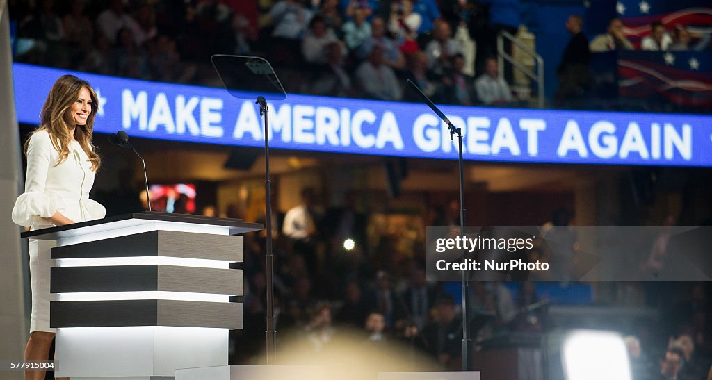 Melania Trump speaks at the RNC