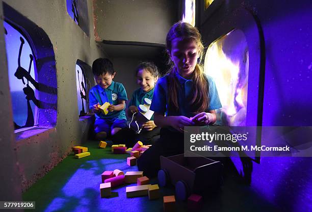 School Children attend the press launch for The Fantastic World Of Dr. Seuss at the new Discover Children's Story Centre on July 20, 2016 in London,...