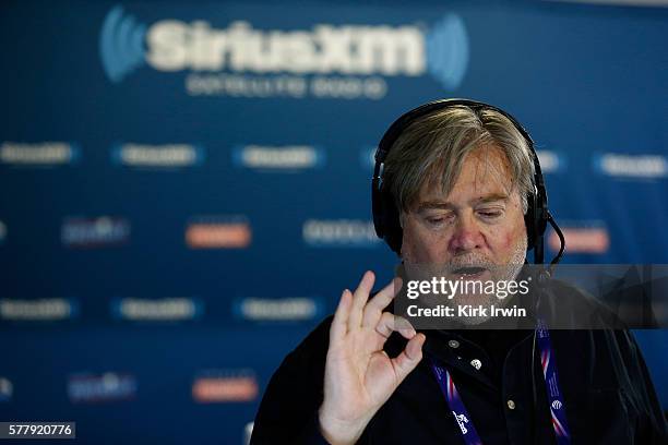 Stephen K. Bannon talks with Peter Schweizer, author of "Clinton Cash" while hosting Brietbart News Daily on SiriusXM Patriot at Quicken Loans Arena...