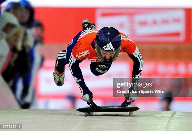 Donna Creighton sliding for Great Britain, finishes 6th for the day at the Viessmann FIBT Skeleton World Cup Championships in Lake Placid, New York,...