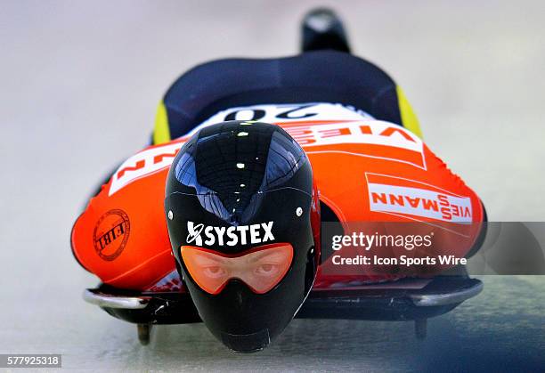 Hiroatsu Takahashi sliding for Japan, finishes in 21st place at the Viessmann FIBT Skeleton World Cup Championships in Lake Placid, New York, USA.