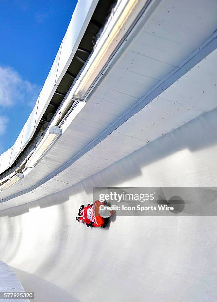 Lukas Kummer sliding for Switzerland, finishes in 20th place at the Viessmann FIBT Skeleton World Cup Championships in Lake Placid, New York, USA.