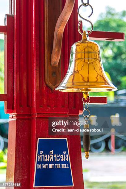 railway station bell in thailand - hua hin stock pictures, royalty-free photos & images