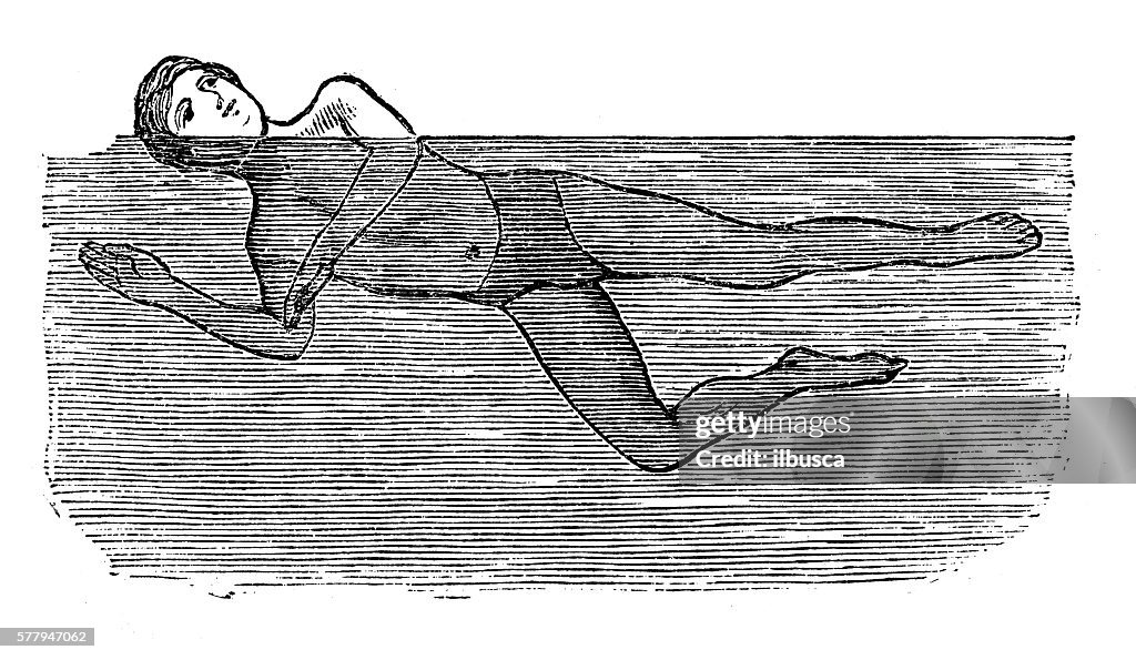 Antike Illustration von Sport und Übungen: Schwimmen