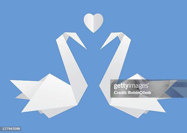origami swans in love - swan stock illustrations