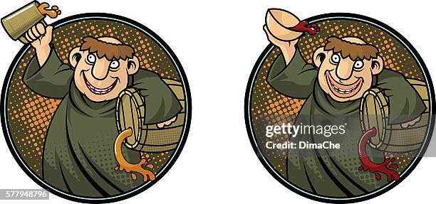 drunken monk - drinking wine alone stock illustrations