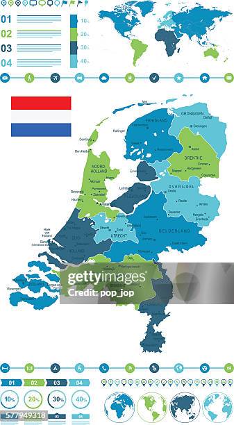 stockillustraties, clipart, cartoons en iconen met netherlands map infographic - gouda