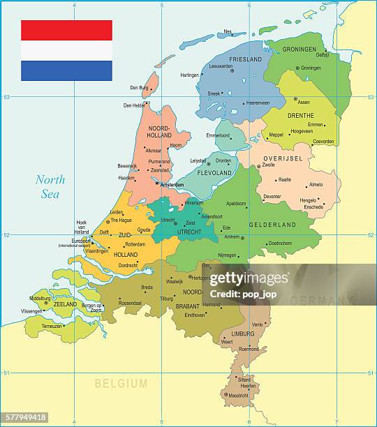 stockillustraties, clipart, cartoons en iconen met netherlands map - illustration - kaart nederland