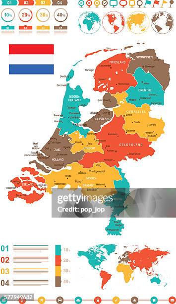 colored infographic netherlands map - rotterdam stock illustrations