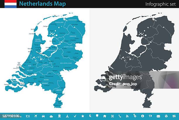 map of netherlands - infographic set - netherlands map stock illustrations