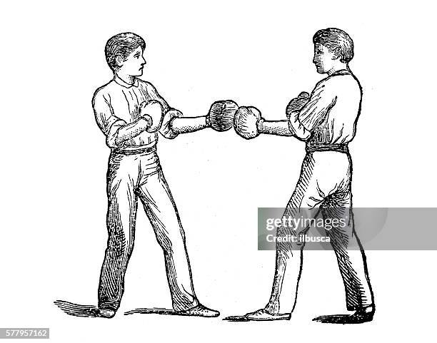 antique illustration of sports and exercises: boxing - upper cut stock illustrations