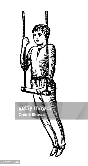 Trapezed Antique Illustration Of Sports And Exercises Artistic Gymnastic Trapeze ...