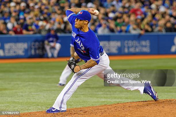 Toronto Blue Jays pitcher Sergio Santos in action. The Toronto Blue Jays defeated the New York Yankees 4 - 0 at the Rogers Centre, Toronto Ontario.