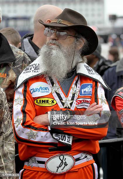 Si Robertson of Duck Commander during introductions before the NASCAR Sprint Cup Series Duck Commander 500 at Texas Motor Speedway in Ft. Worth, TX.