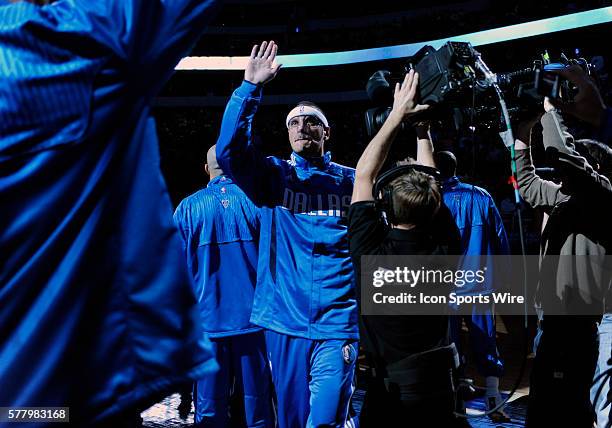 Dallas guard Sasha Pavlovich is introduced in the starting lineup before an NBA game between the Los Angeles Lakers and the Dallas Mavericks at the...