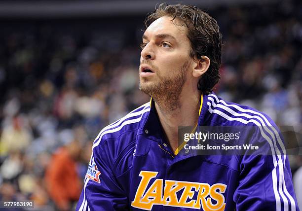 Los Angeles Lakers power forward Pau Gasol in an NBA game between the Los Angeles Lakers and the Dallas Mavericks at the American Airlines Center in...