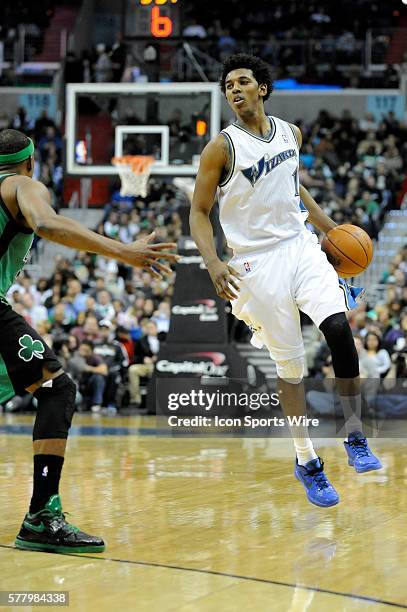 Washington Wizards shooting guard Nick Young in action against the Boston Celtics at the Verizon Center in Washington, D.C. Where the Washington...