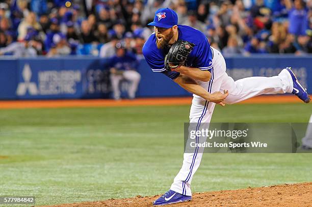 Toronto Blue Jays pitcher Steve Delabar in action. The New York Yankees defeated the Toronto Blue Jays 6 - 4 at the Rogers Centre, Toronto Ontario.