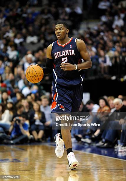 Atlanta Hawks shooting guard Joe Johnson in an NBA game between the Atlanta Hawks and the Dallas Mavericks at the American Airlines Center in Dallas,...