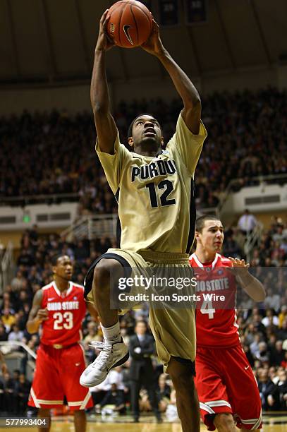 Purdue guard Kelsey Barlow goes up for the shot during the Purdue Boilermakers 76 - 63 victory over the Ohio State Buckeyes at Mackey Arena in West...