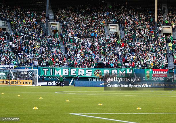 April 2014 - Timbers Army before the MLS game between Portland Timbers and the Chivas USA at Providence Park in Portland, Oregon.