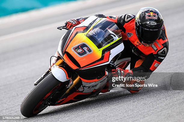 Stefan Bradl of NGM Forward Racing in action during the third day of the first official MotoGP testing session held at Sepang International Circuit...