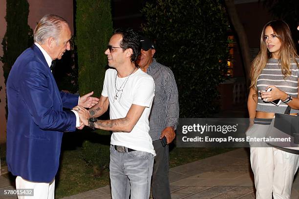 Marc Anthony and his wife Shannon de Lima are seen at Villa Padierna hotel on July 9, 2016 in Marbella, Spain.