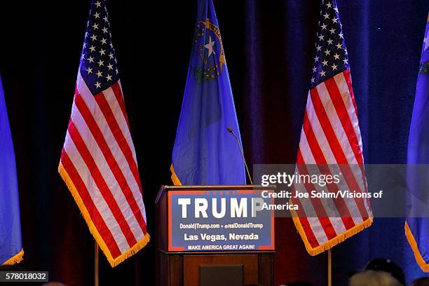 Las Vegas Nevada, December 14 Republican Presidential Candidate Donald Trump Empty Podium At Campaign Event At Westgate Las Vegas Resort & Casino The...
