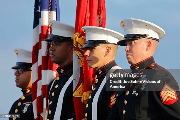 San Pedro, CA, September 15 Us Marines And Honor Guard At Donald Trump 2016 Republican Presidential Rally Aboard The Battleship USS Iowa In San...