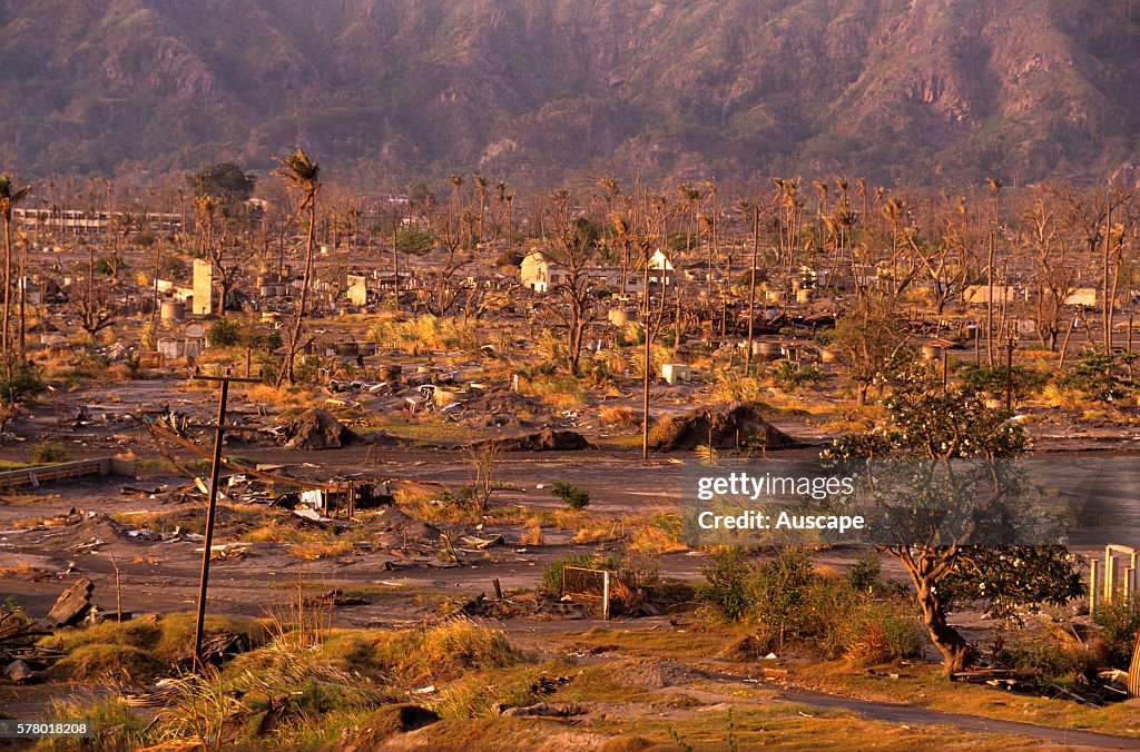 Landscape near Rabaul devastated by 1994 explosion of volcano Mount Tavurvur