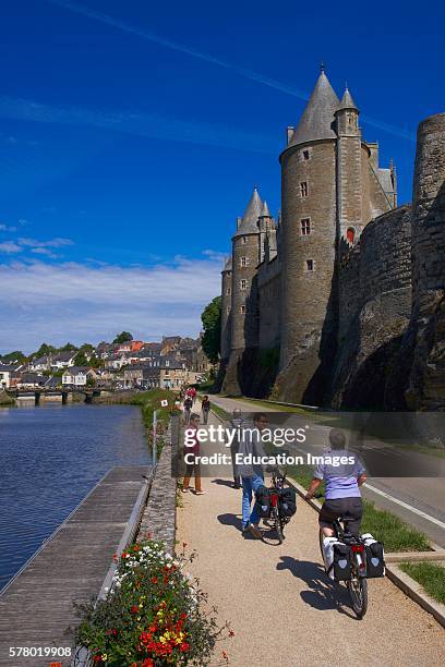 Josselin, Brittany, Josselin Castle, Morbihan, Canal between Nantes and Brest, Pontivy district, France.