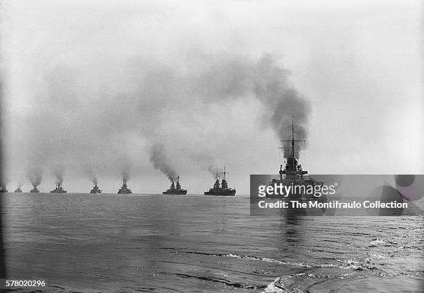 The Imperial German Navy fleet in convoy at sea during the 1st World War. The German navy grew to become one of the greatest maritime forces in the...
