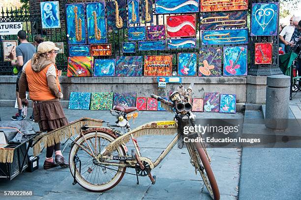 Sidewalk art, Jackson Square, French Quarter, New Orleans, Louisiana.