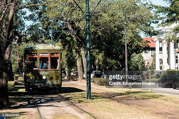 St. Charles Avenue streetcar, New Orleans, Louisiana.