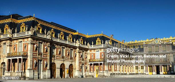 the sparkling expanse of the chateau de versailles - reggia di versailles foto e immagini stock