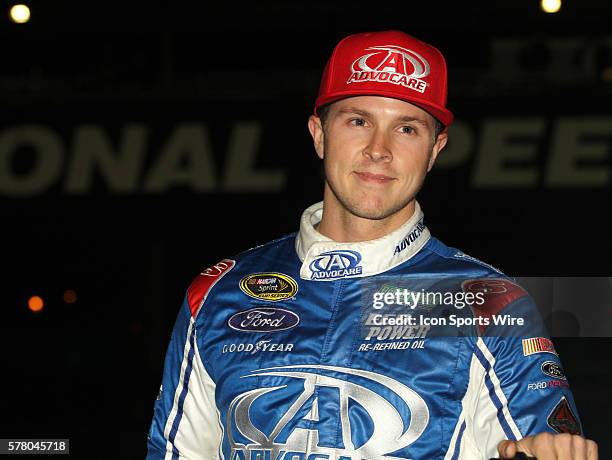 Trevor Bayne during driver introductions before the running of the NASCAR Sprint Cup Series Budweiser Duel at Daytona International Speedway in...