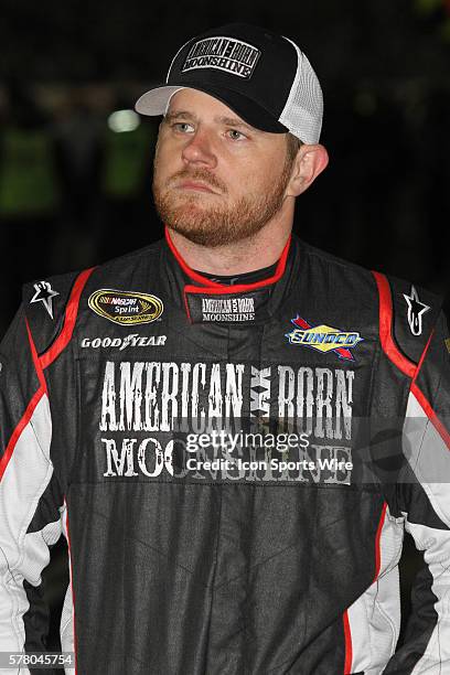 Justin Marks during driver introductions before the running of the NASCAR Sprint Cup Series Budweiser Duel race at Daytona International Speedway in...