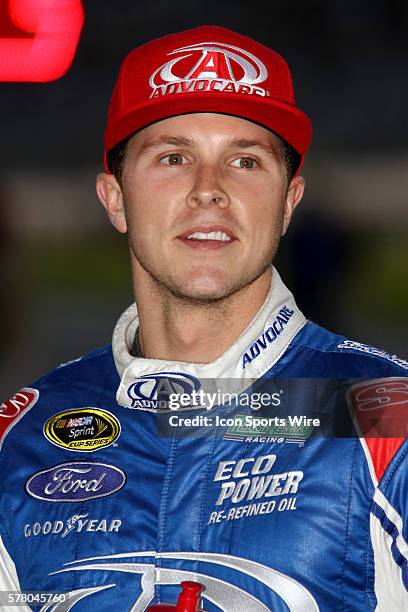 Trevor Bayne during driver introductions before the running of the NASCAR Sprint Cup Series Budweiser Duel race at Daytona International Speedway in...