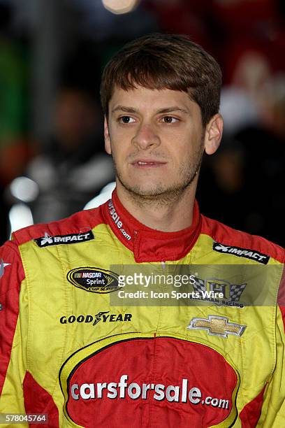 Landon Cassill during driver introductions before the running of the NASCAR Sprint Cup Series Budweiser Duel race at Daytona International Speedway...