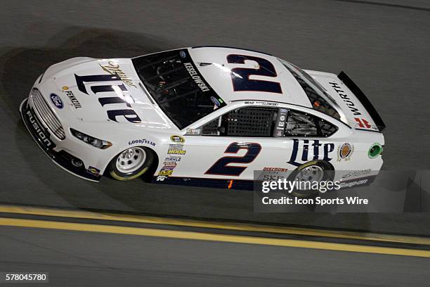 Brad Keselowski during the running of the NASCAR Sprint Cup Series Budweiser Duel race at Daytona International Speedway in Daytona, Florida